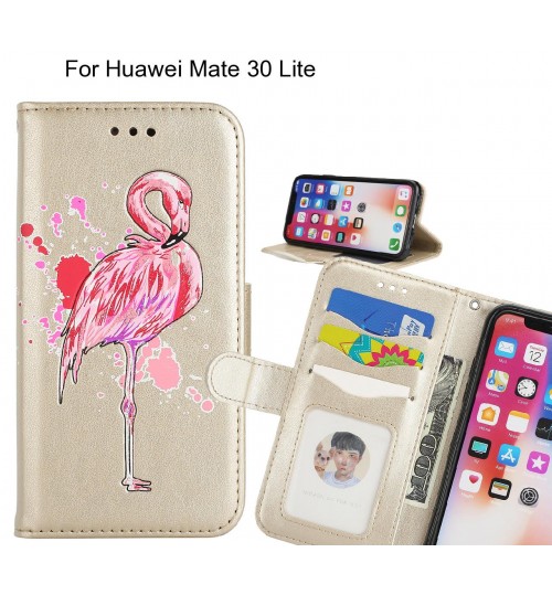 Huawei Mate 30 Lite case Embossed Flamingo Wallet Leather Case