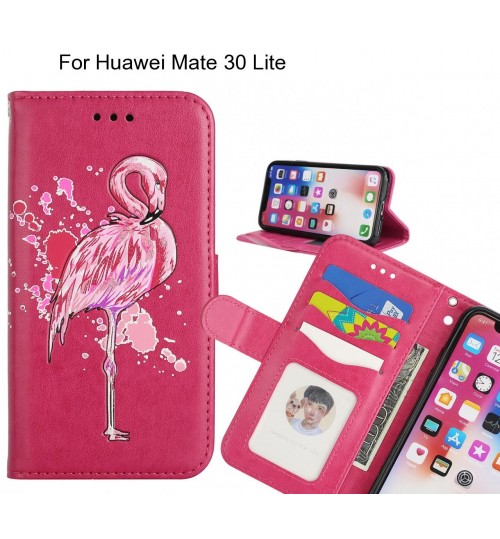 Huawei Mate 30 Lite case Embossed Flamingo Wallet Leather Case