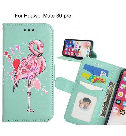 Huawei Mate 30 pro case Embossed Flamingo Wallet Leather Case