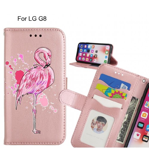 LG G8 case Embossed Flamingo Wallet Leather Case