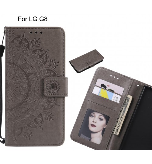 LG G8 Case mandala embossed leather wallet case