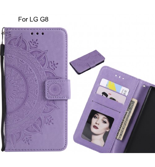 Lg G8 Case Mandala Embossed Leather Wallet Case - Purple