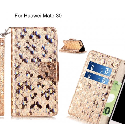 Huawei Mate 30 Case Wallet Leather Flip Case laser butterfly