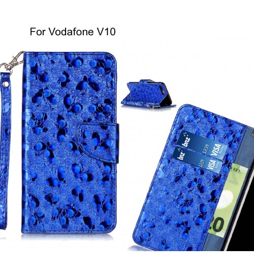 Vodafone V10 Case Wallet Leather Flip Case laser butterfly