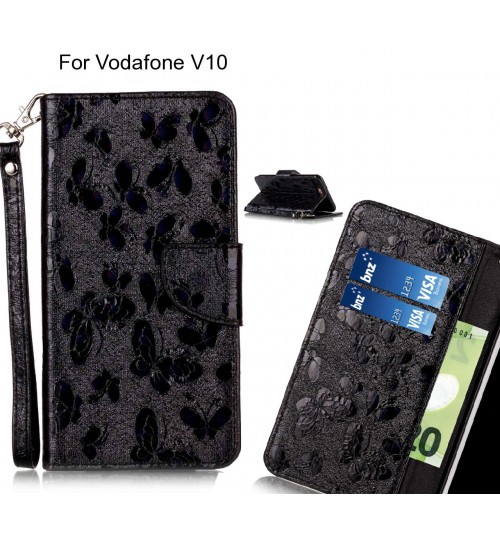 Vodafone V10 Case Wallet Leather Flip Case laser butterfly