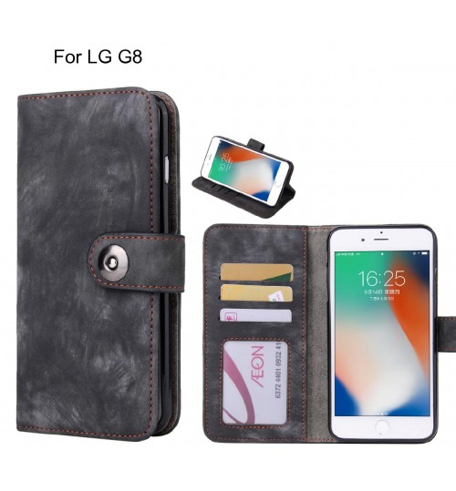 Lg G8 Case Retro Leather Wallet Case - Black