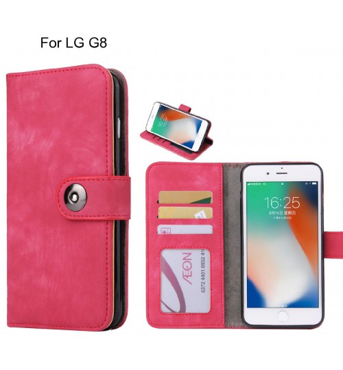 Lg G8 Case Retro Leather Wallet Case - Hot Pink