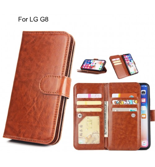 Lg G8 Case Triple Wallet Leather Case 9 Card Slots - Brown