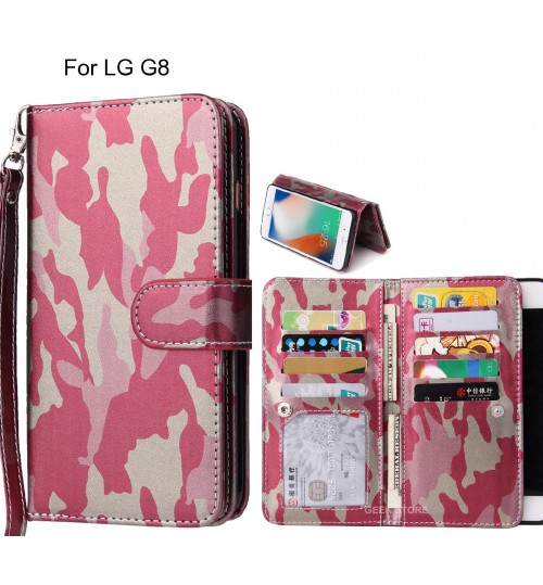 Lg G8 Case Camouflage Wallet Leather Case - Pink