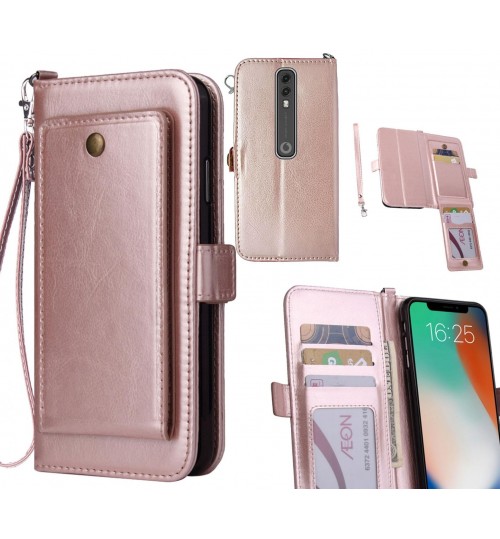 Vodafone V10 Case Retro Leather Wallet Case - Rose Gold