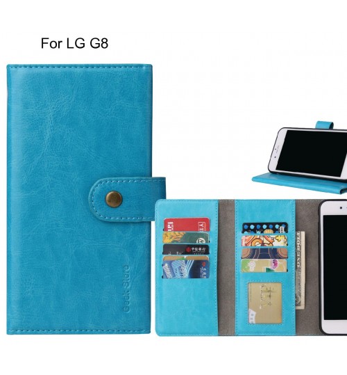 Lg G8 Case 9 Slots Wallet Leather Case - Blue