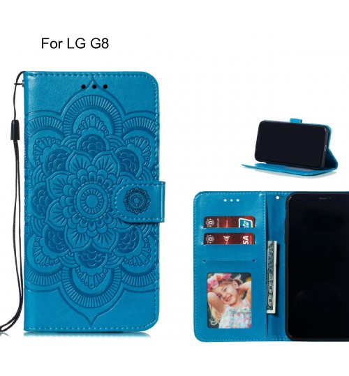Lg G8 Case Leather Wallet Case Embossed Pattern - Blue