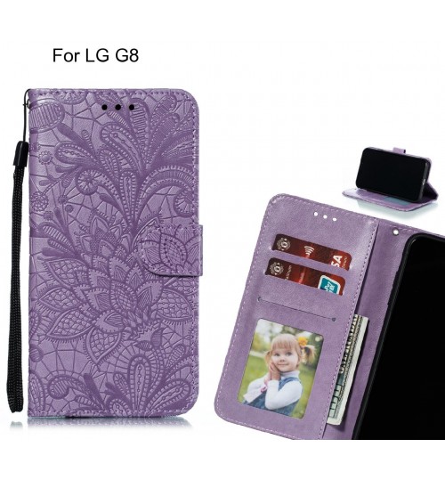 Lg G8 Case Embossed Wallet Slot Case - Purple