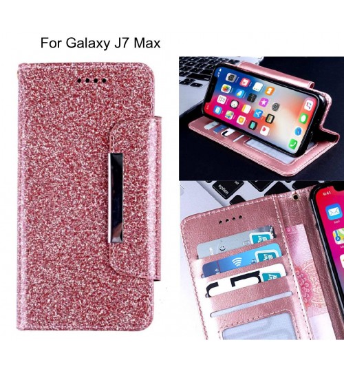 Galaxy J7 Max Case Glitter wallet Case ID wide Magnetic Closure