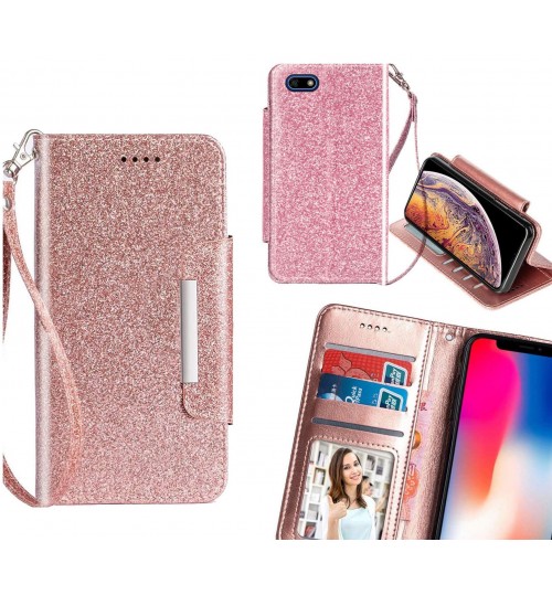 Huawei Y5 Prime 2018 Case Glitter wallet Case ID wide Magnetic Closure