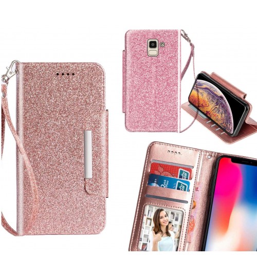 Galaxy J6 Case Glitter wallet Case ID wide Magnetic Closure