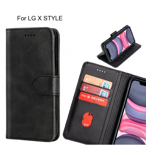 Lg X Style Case Premium Leather Id Wallet Case - Black