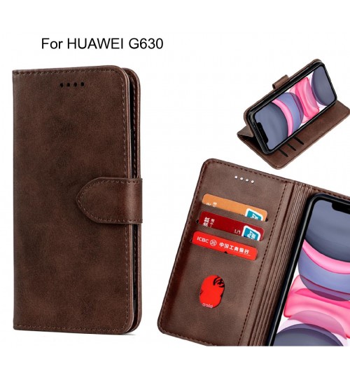 Huawei G630 Case Premium Leather Id Wallet Case - Dark Brown