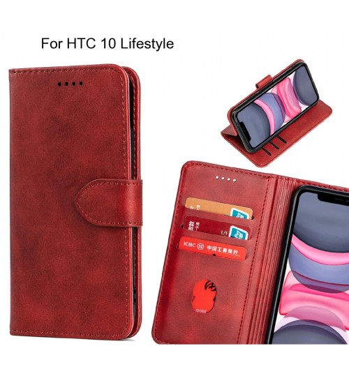 Htc 10 Lifestyle Case Premium Leather Id Wallet Case - Red