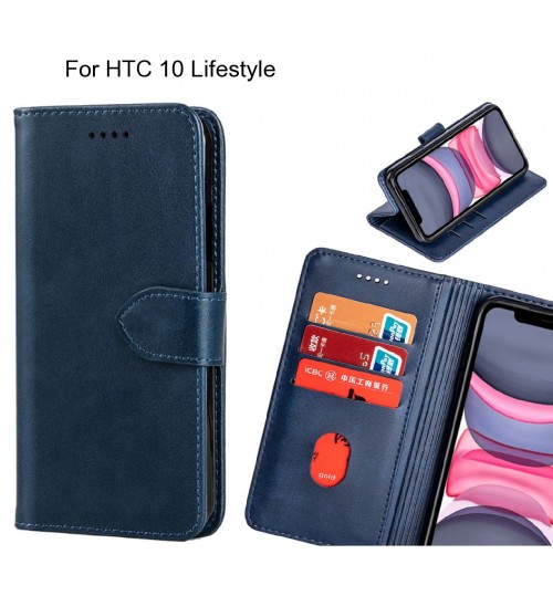Htc 10 Lifestyle Case Premium Leather Id Wallet Case - Dark Blue