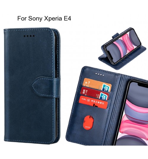 Sony Xperia E4 Case Premium Leather Id Wallet Case - Dark Blue