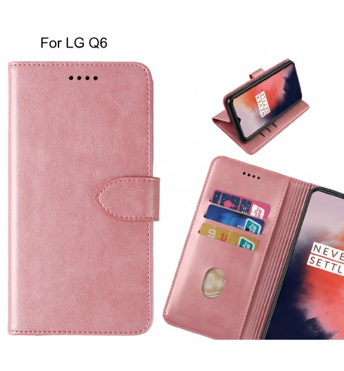 Lg Q6 Case Premium Leather Id Wallet Case - Rose Gold