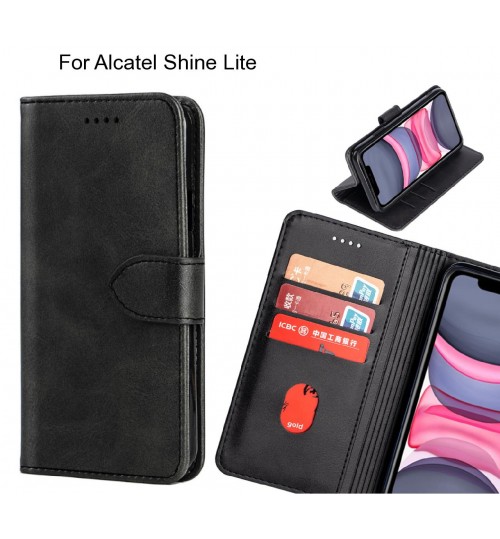 Alcatel Shine Lite Case Premium Leather Id Wallet Case - Black