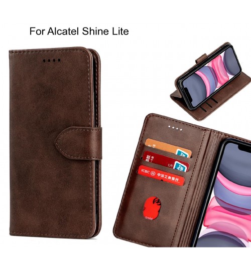 Alcatel Shine Lite Case Premium Leather Id Wallet Case - Dark Brown
