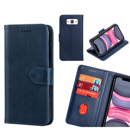 Galaxy J5 Case Premium Leather Id Wallet Case - Dark Blue
