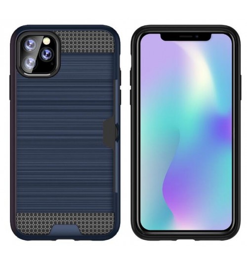 iPhone 11 Pro Max impact proof hybrid case card clip Brushed Metal Texture