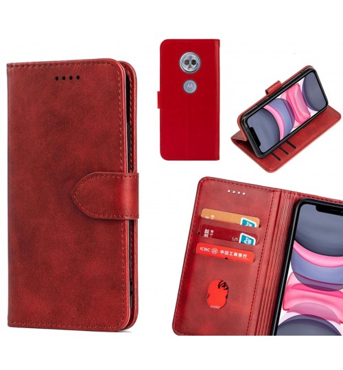Moto G6 Play Case Premium Leather Id Wallet Case - Red