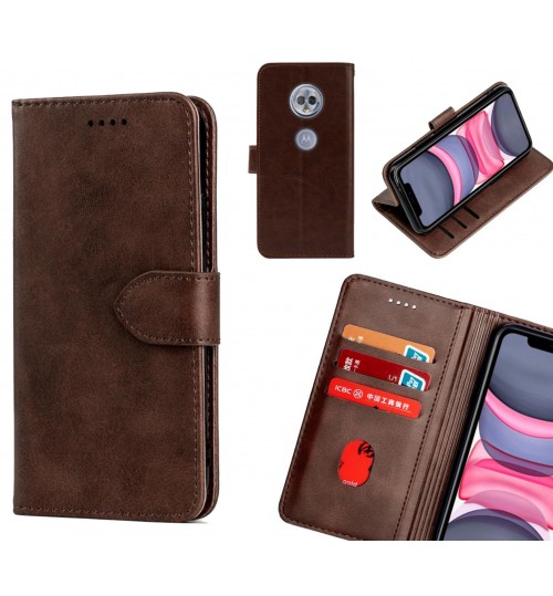Moto G6 Play Case Premium Leather Id Wallet Case - Dark Brown
