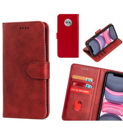 Moto G6 Case Premium Leather Id Wallet Case - Red