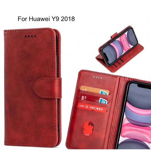 Huawei Y9 2018 Case Premium Leather Id Wallet Case - Red