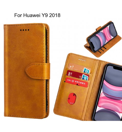 Huawei Y9 2018 Case Premium Leather Id Wallet Case - Brown