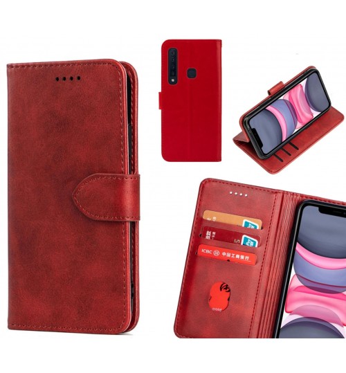 Galaxy A9 2018 Case Premium Leather Id Wallet Case - Red