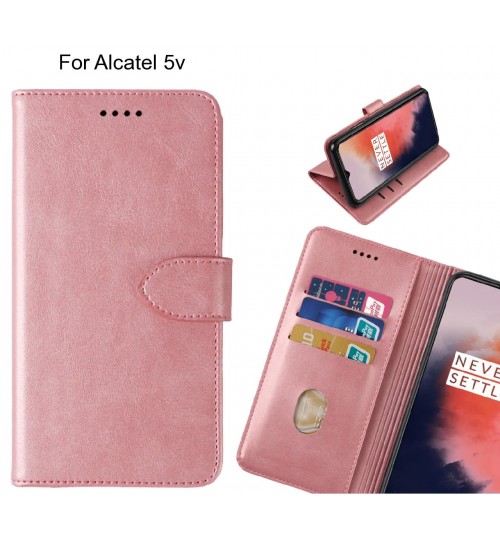 Alcatel 5v Case Premium Leather Id Wallet Case - Rose Gold