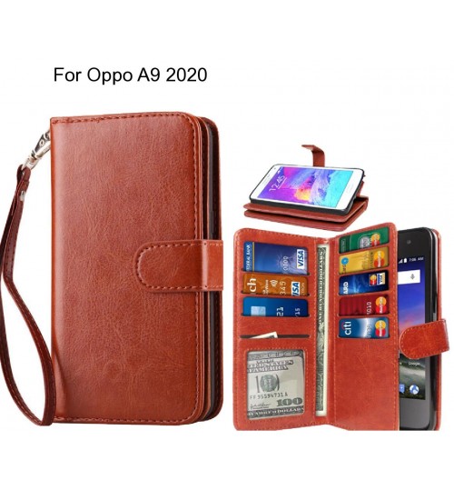 Oppo A9 2020 Case Multifunction Wallet Leather Case - Brown