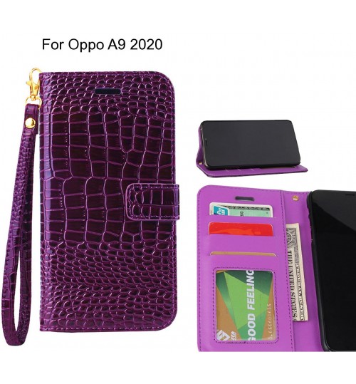 Oppo A9 2020 Case Croco Wallet Leather Case - Purple