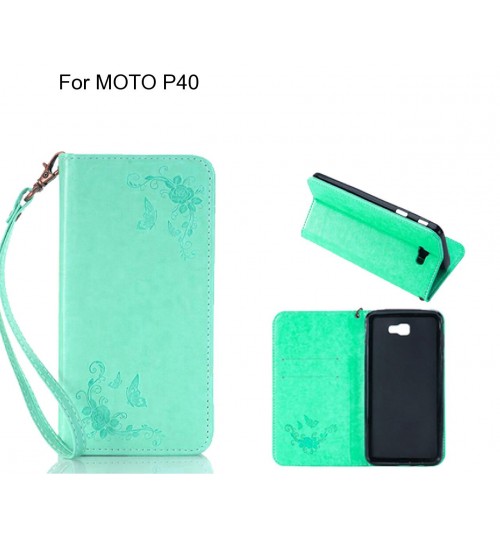 MOTO P40 CASE Premium Leather Embossing wallet Folio case