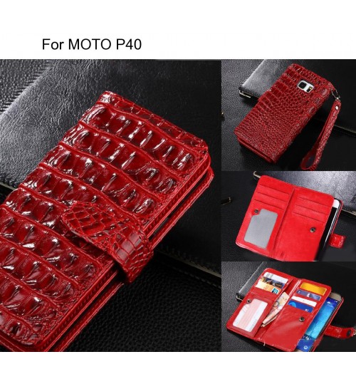 MOTO P40 case Croco wallet Leather case