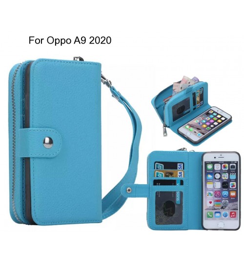 Oppo A9 2020 Case Coin Wallet Case Full Wallet Leather Case - Blue