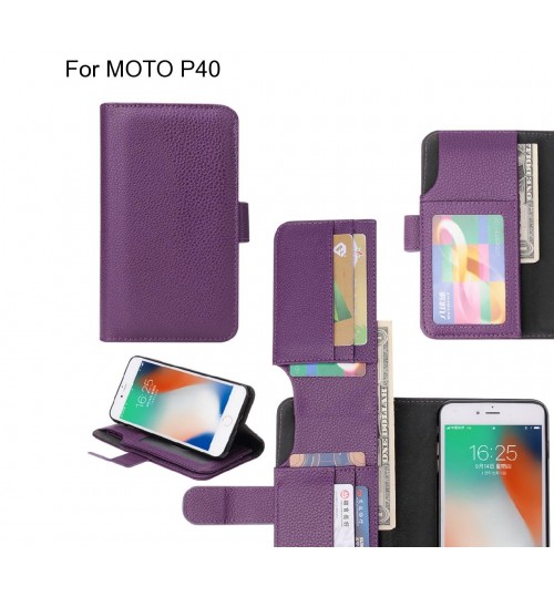MOTO P40 case Leather Wallet Case Cover