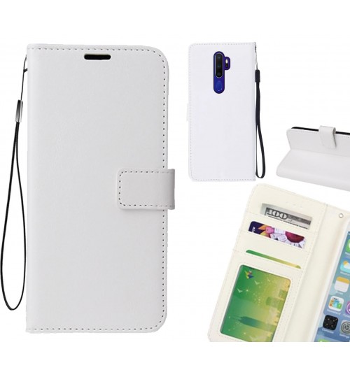 Oppo A9 2020 Case Fine Leather Wallet Case - White