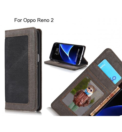 Oppo Reno 2 case contrast denim folio wallet case