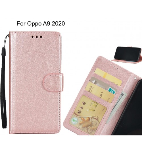 Oppo A9 2020  Case Silk Texture Leather Wallet Case - Rose Gold