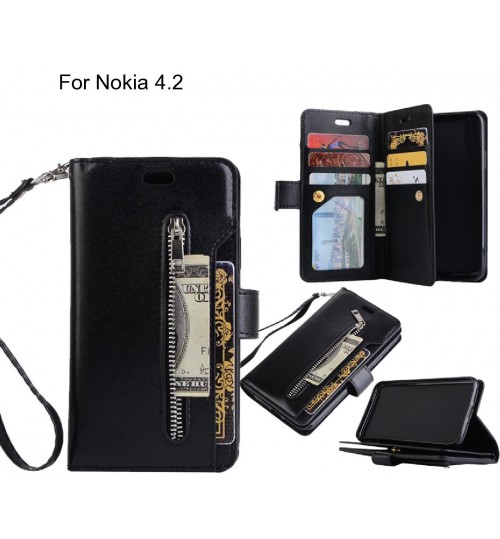 Nokia 4.2 case 10 cards slots wallet leather case with zip