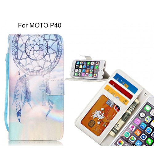 MOTO P40 case 3 card leather wallet case printed ID
