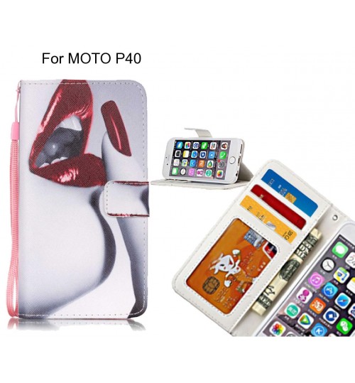 MOTO P40 case 3 card leather wallet case printed ID