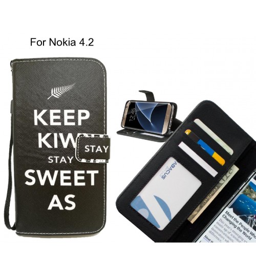 Nokia 4.2 case 3 card leather wallet case printed ID